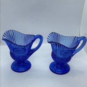 Avon Fostoria Blue Pitcher George Washington Mt. Vernon 1976 Vintage Beautiful